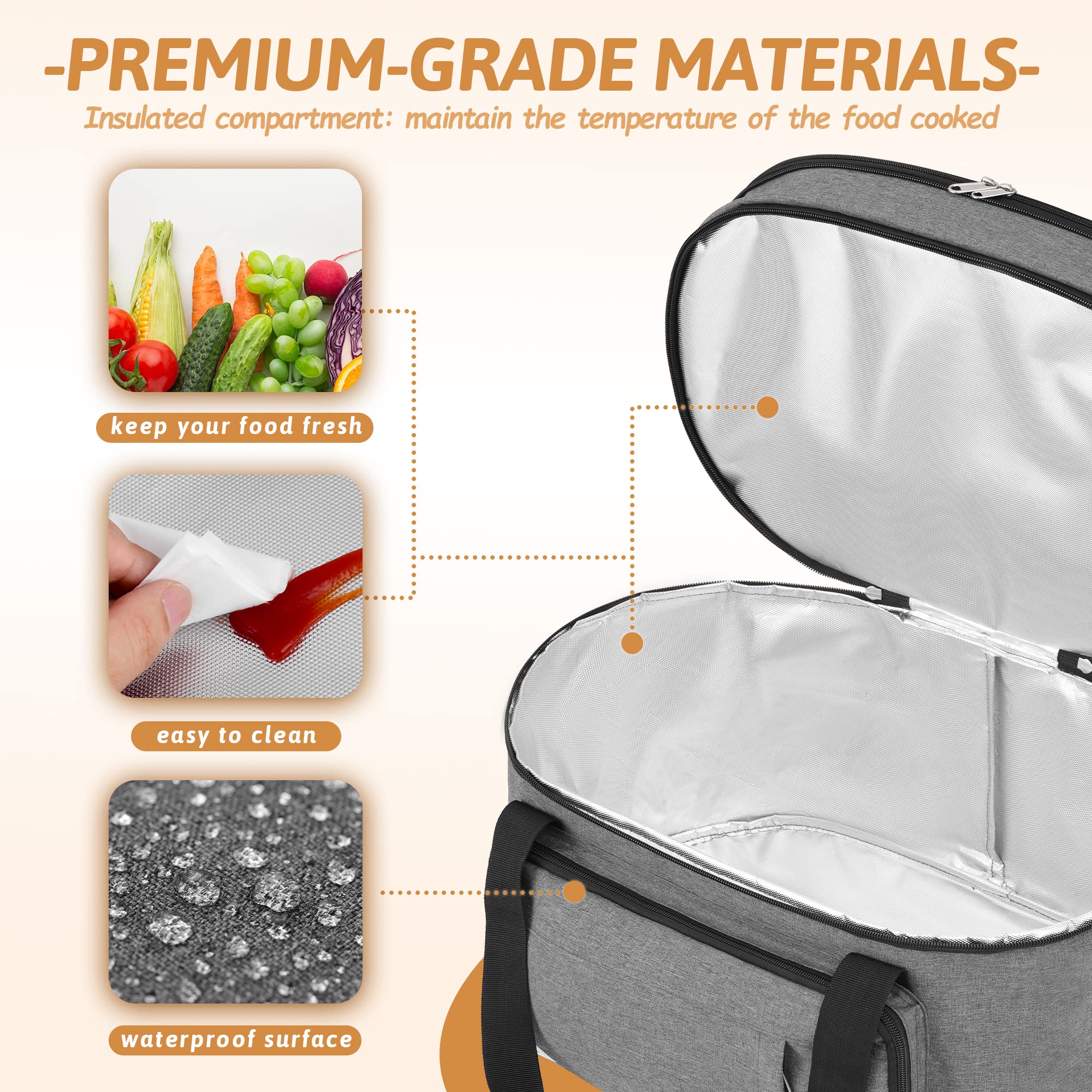 Golkcurx front pocket keeps utensils organized for easy serving.