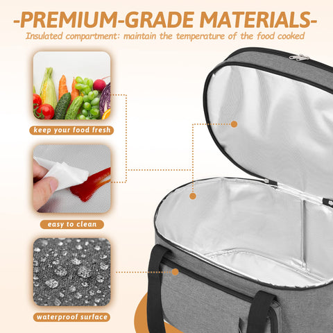 Golkcurx front pocket keeps utensils organized for easy serving.