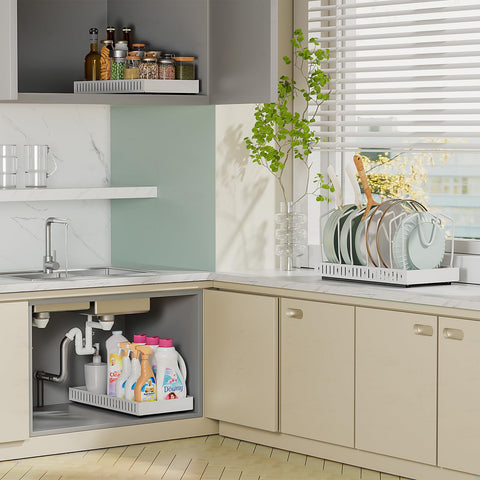 GoMaihe organizer supports up to 55 lbs for pots and lids.