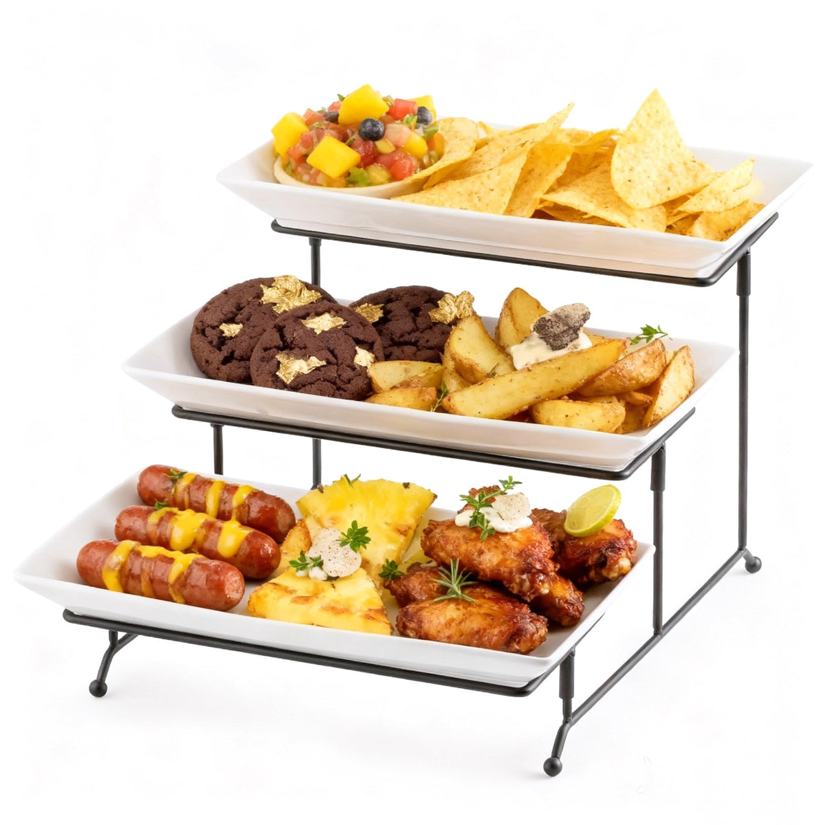 Gomakren 3-tier stand displays cakes beautifully for parties and gatherings.