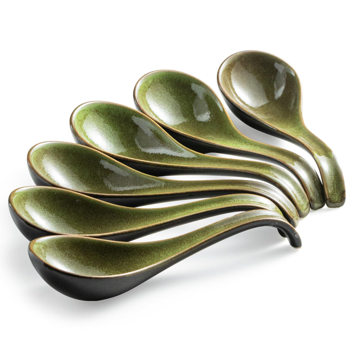 Gomakren Asian spoon with a deep oval bowl for hearty ramen and pho