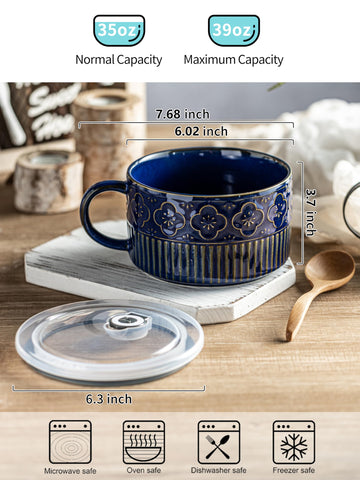 Gomakren 6-inch mouth ceramic bowl showing generous noodle space for toppings.