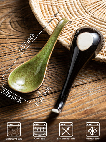 Gomakren ceramic spoons measure 6.5 inches for comfortable dining