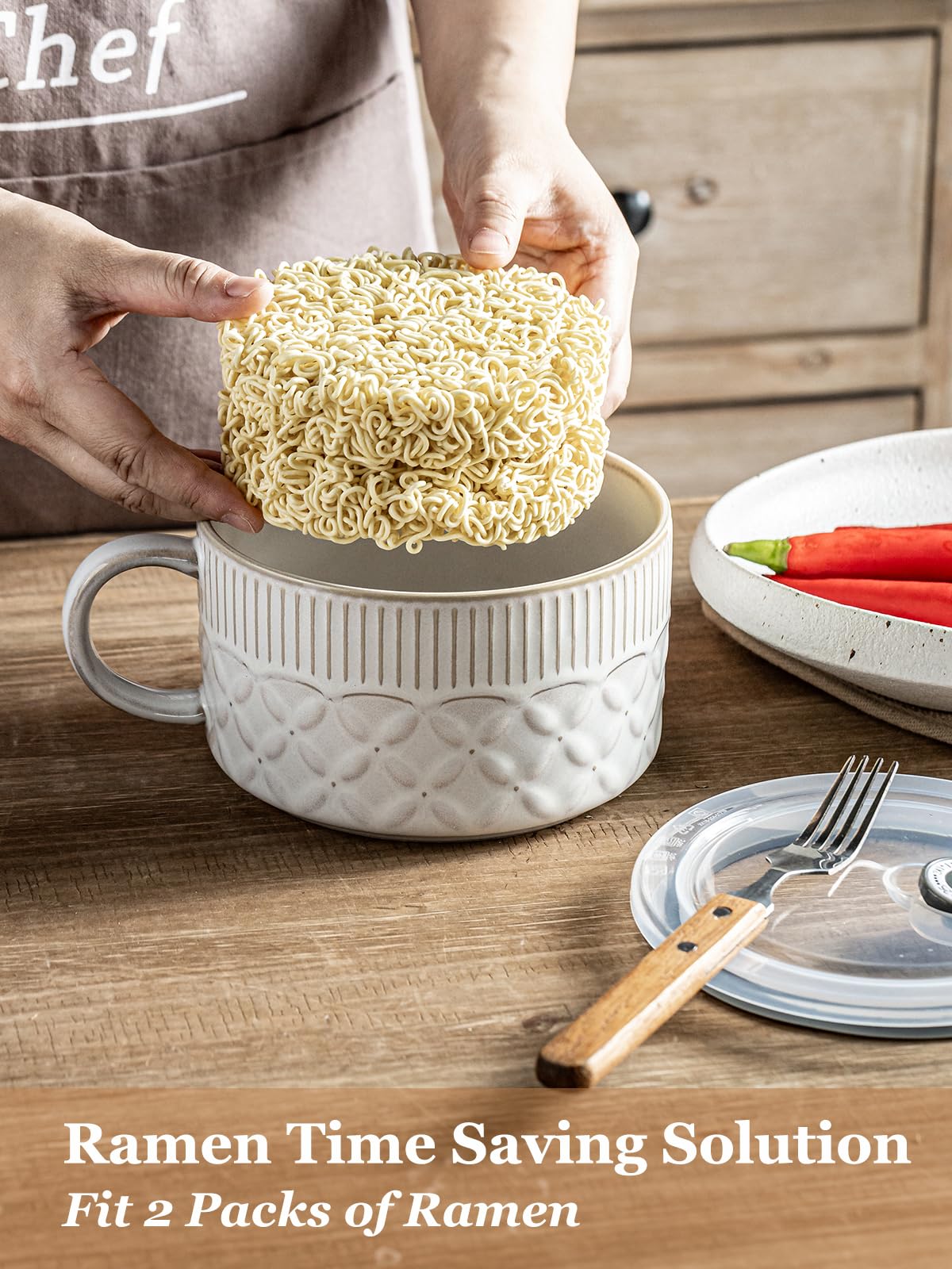 Gomakren leaf-pattern ceramic bowl adds stylish flair to meals.