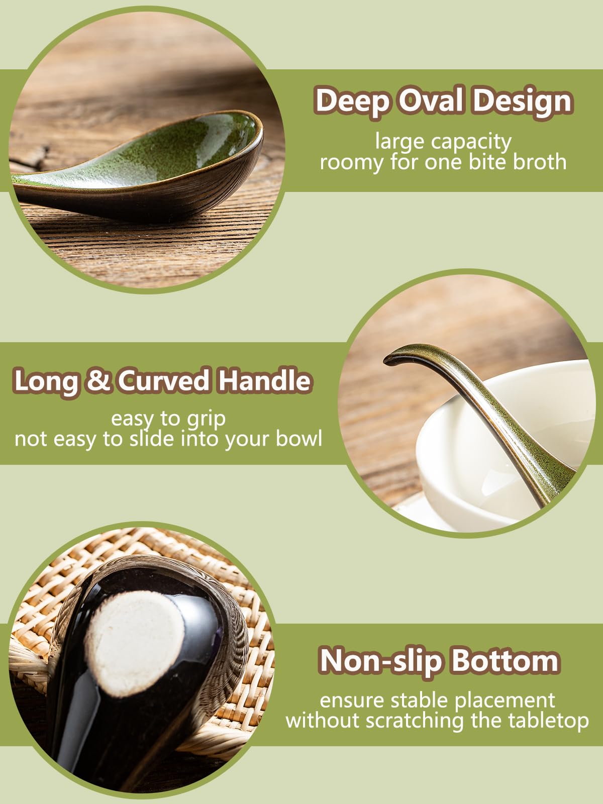 Gomakren spoon with an ergonomic curved handle prevents slipping