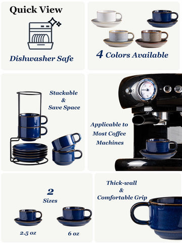 Gomakren porcelain 6oz cups show durable daily-use design.