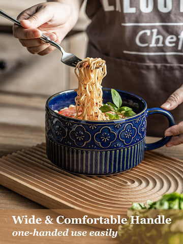 Gomakren ramen bowl with lid crafted for safe microwave reheating.
