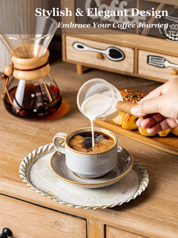 Gomakren stackable cups and metal stand optimize kitchen organization.