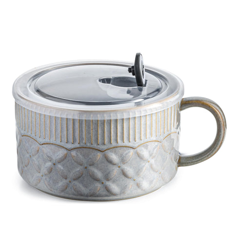 Gomakren 39oz soup mug with handle for easy one-handed meals.