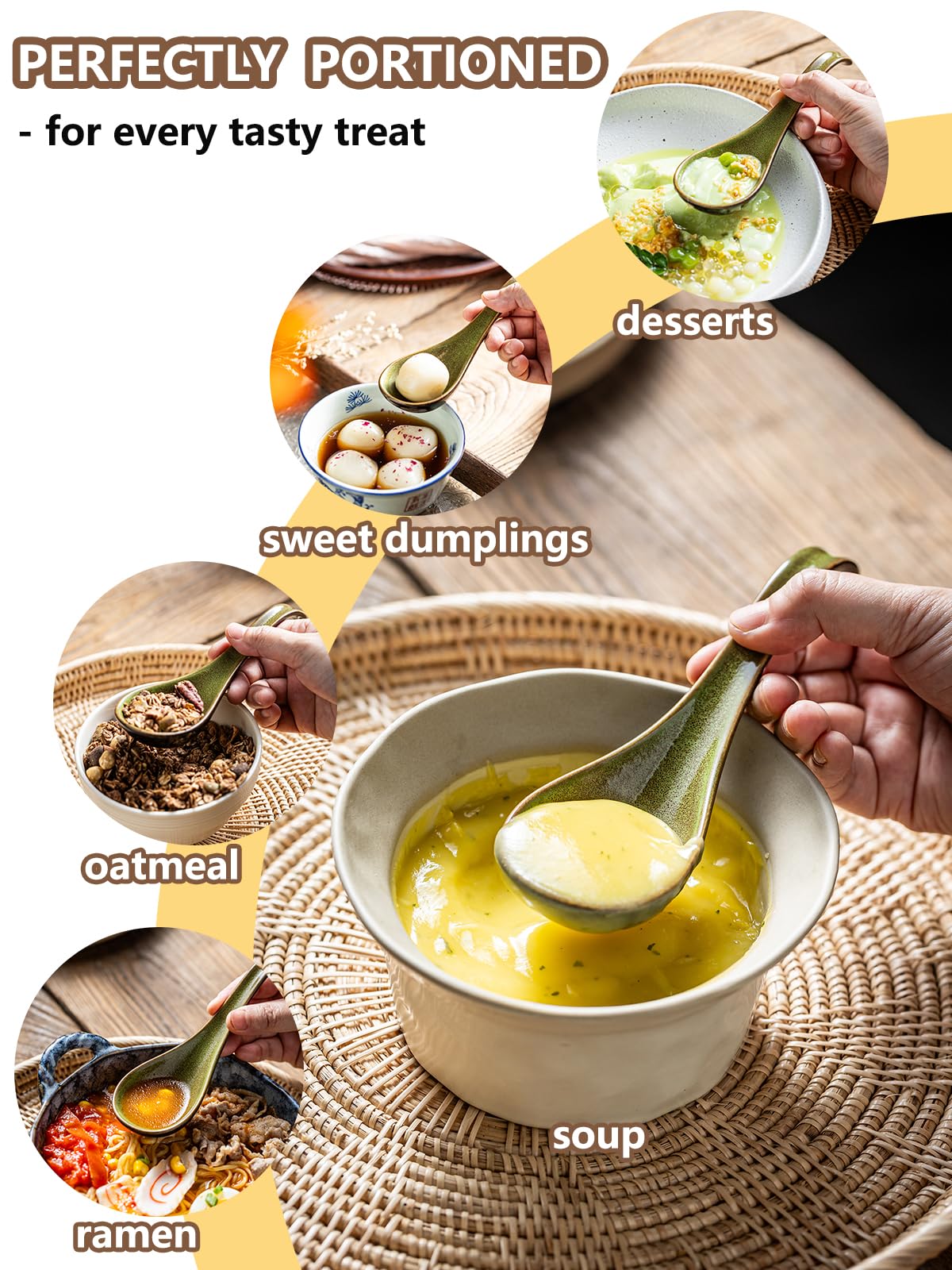 Gomakren long-handle design for easier serving of noodle soups