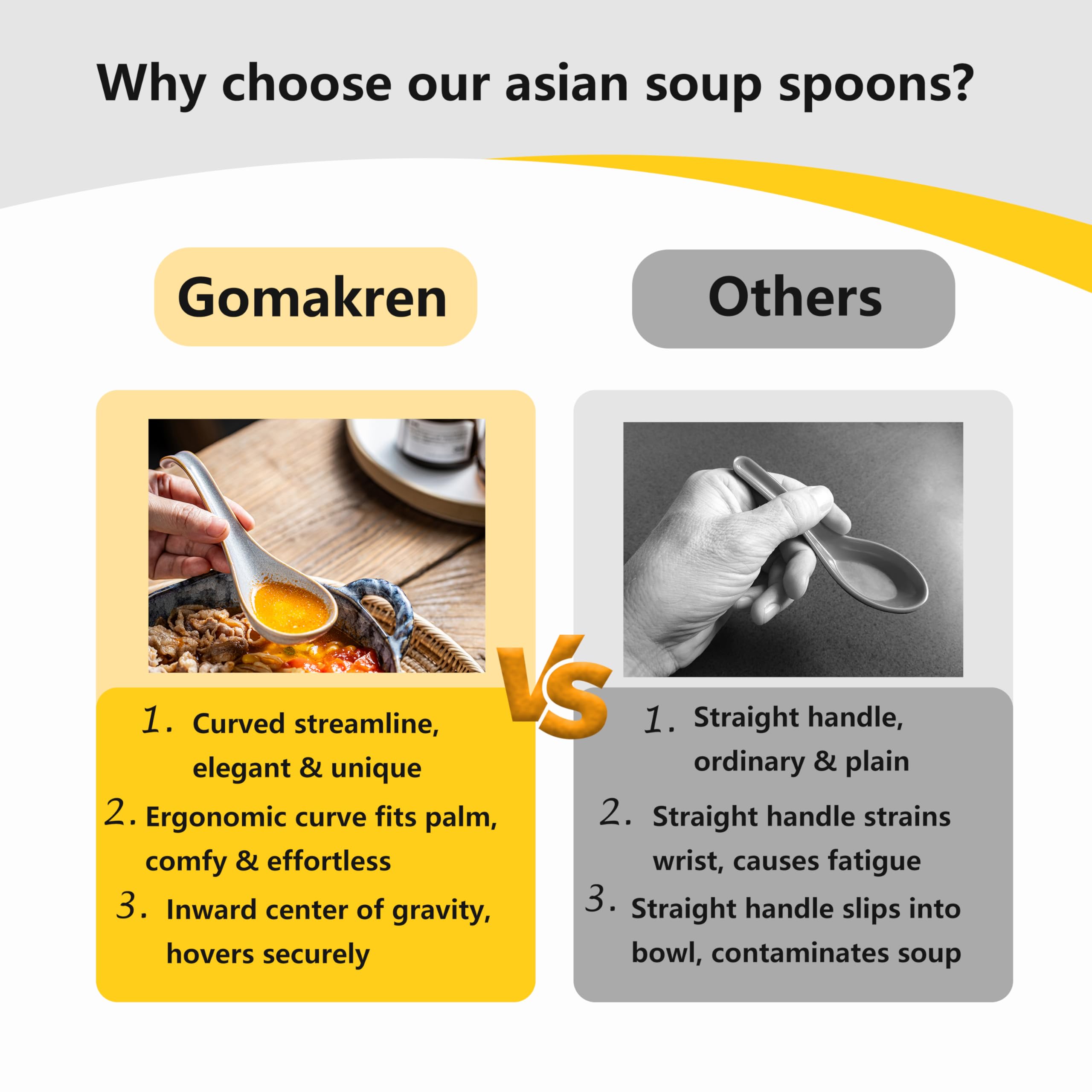 Gomakren spoons tolerate high heat for versatile serving.