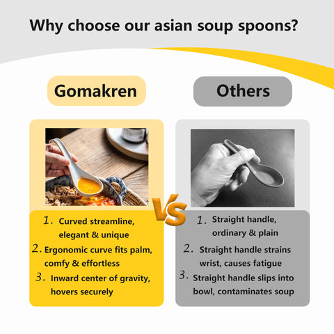 Gomakren spoons tolerate high heat for versatile serving.