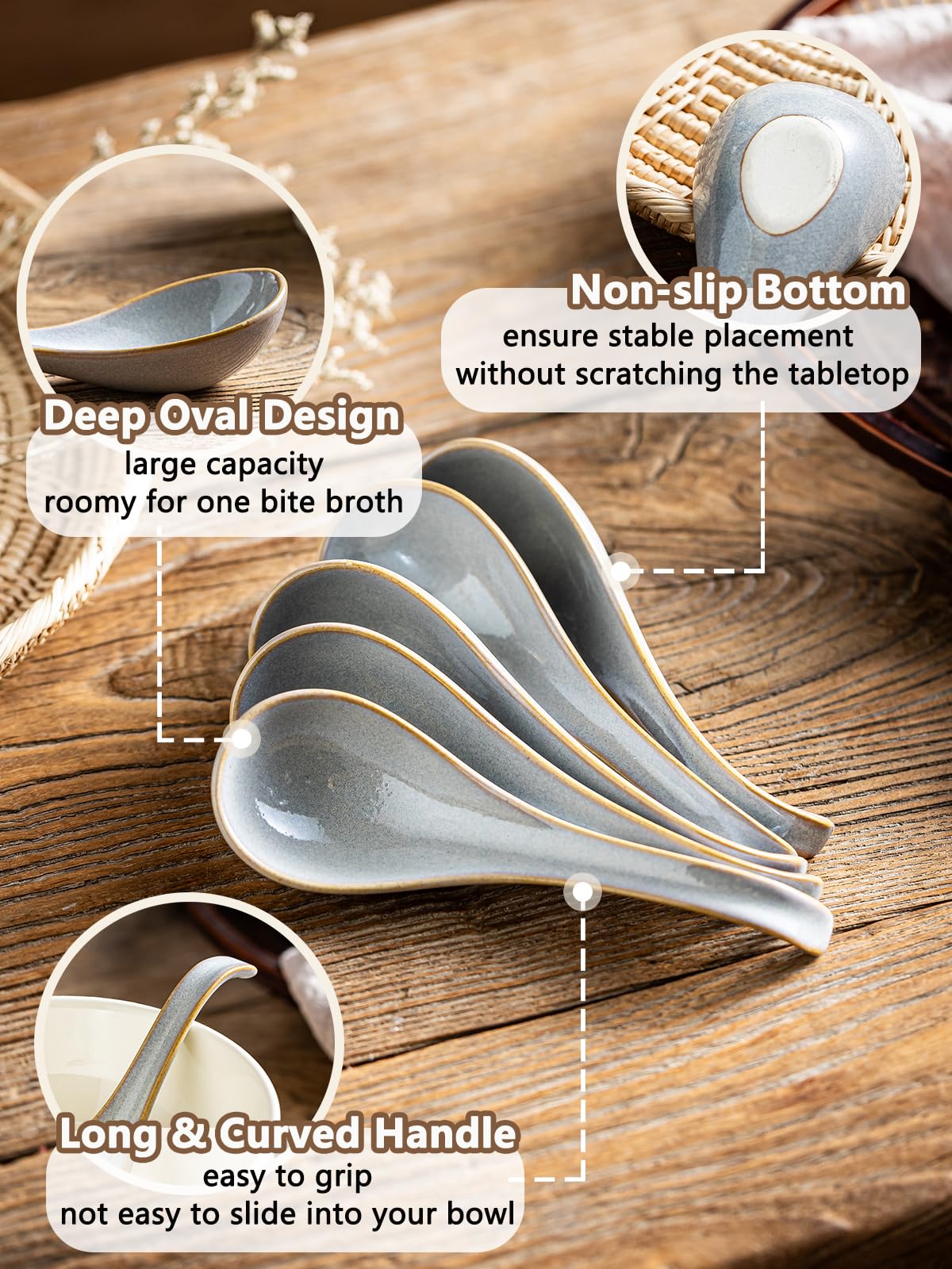 Gomakren spoons offer spacious bowls for hearty soups.