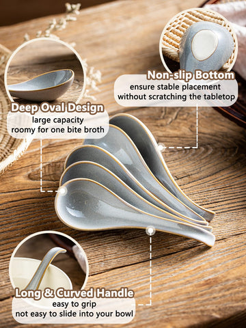 Gomakren spoons offer spacious bowls for hearty soups.