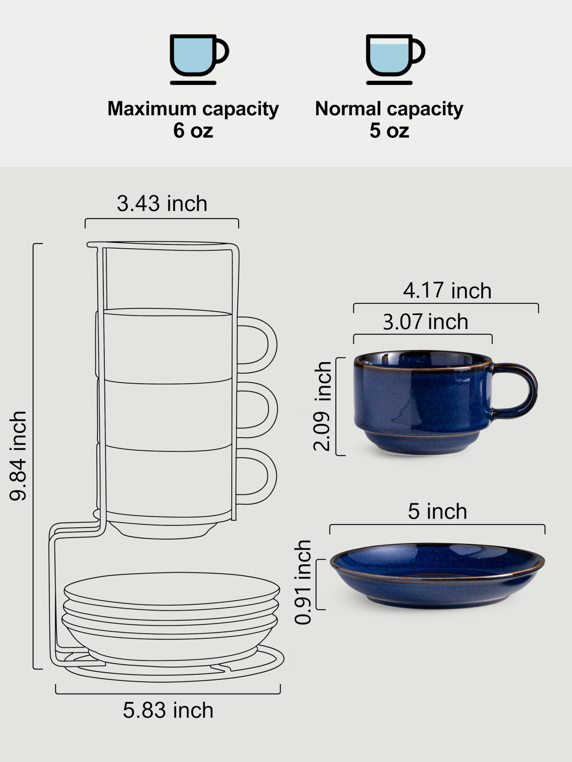Gomakren stackable cup stand metal demonstrating space-saving organization.