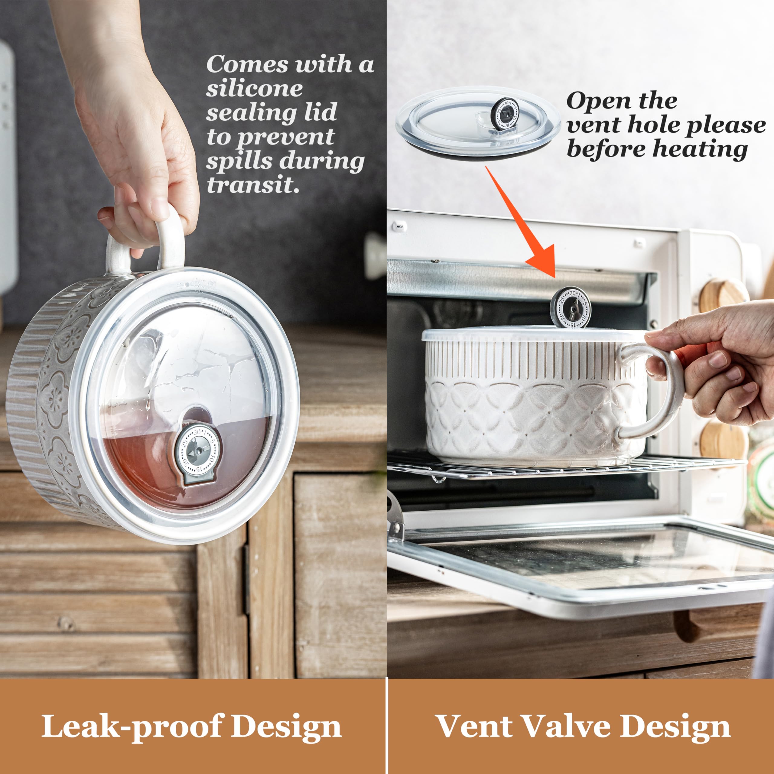 Gomakren stackable soup bowl saves kitchen space when covered with lids.