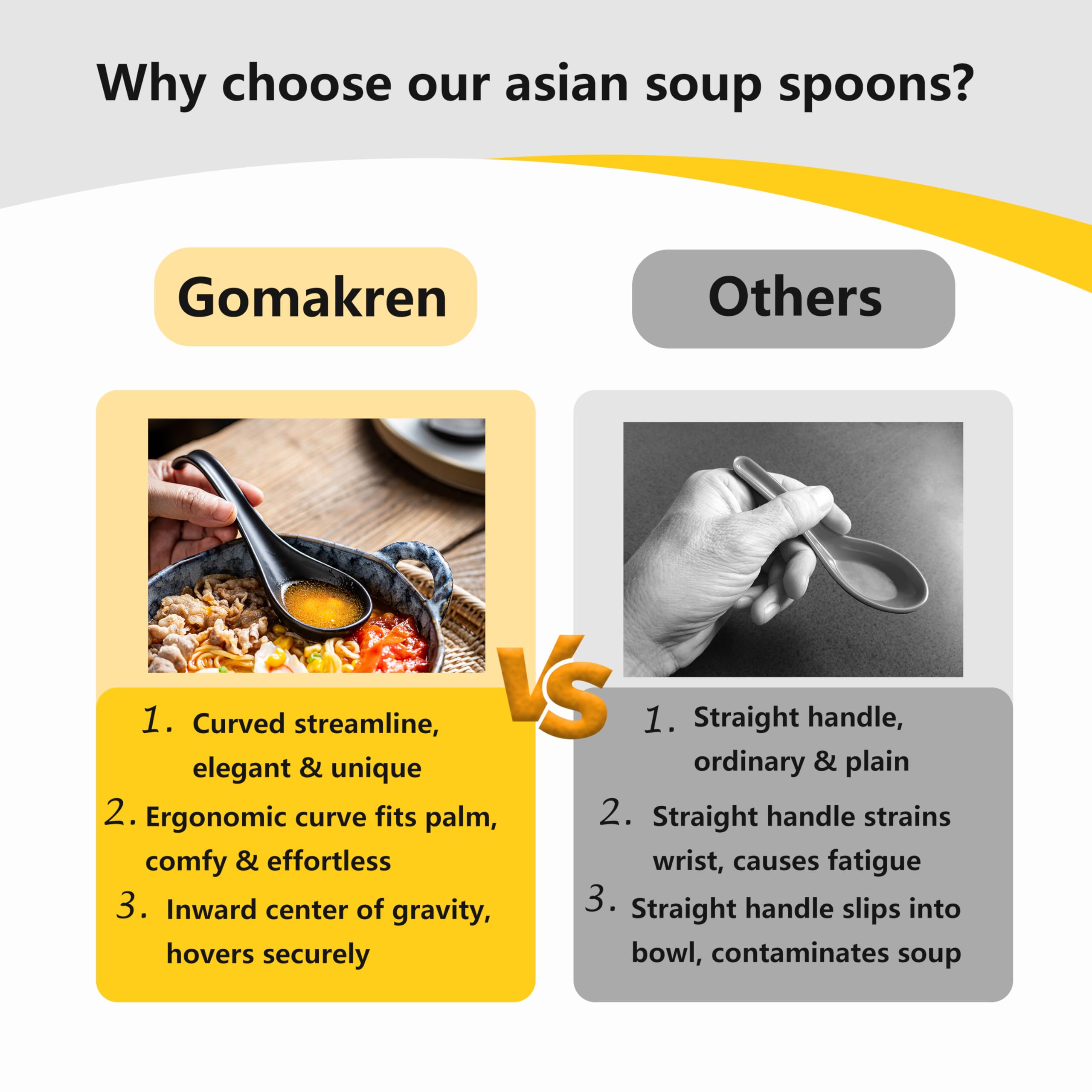 Gomakren stable-bottom design prevents tipping and makes stacking easy