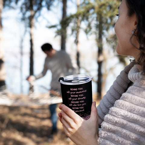 GoMelley travel-friendly mug fits most car cup holders.