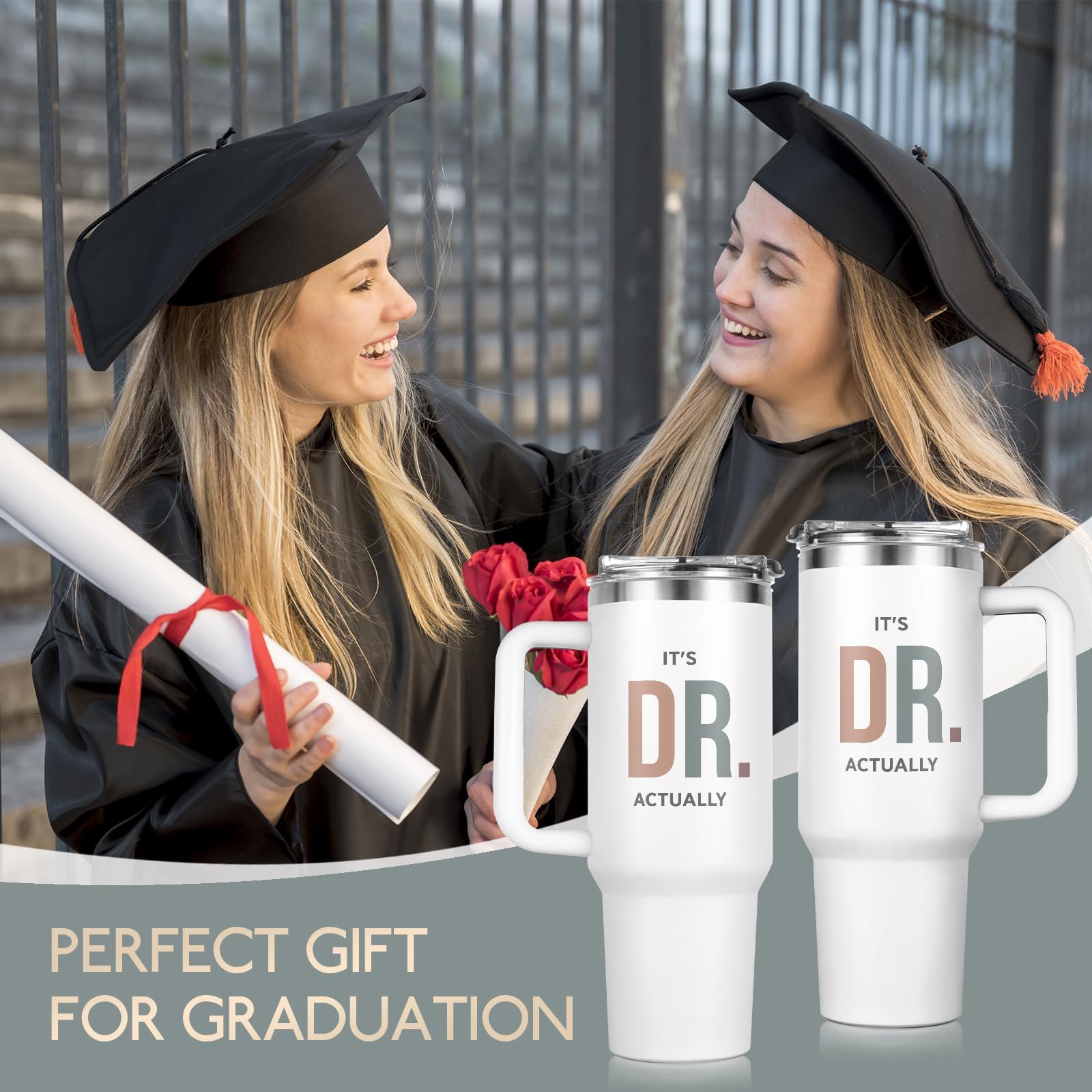 GoMelley It's Dr Actually 40oz tumbler side print highlights vibrant artwork for gifting