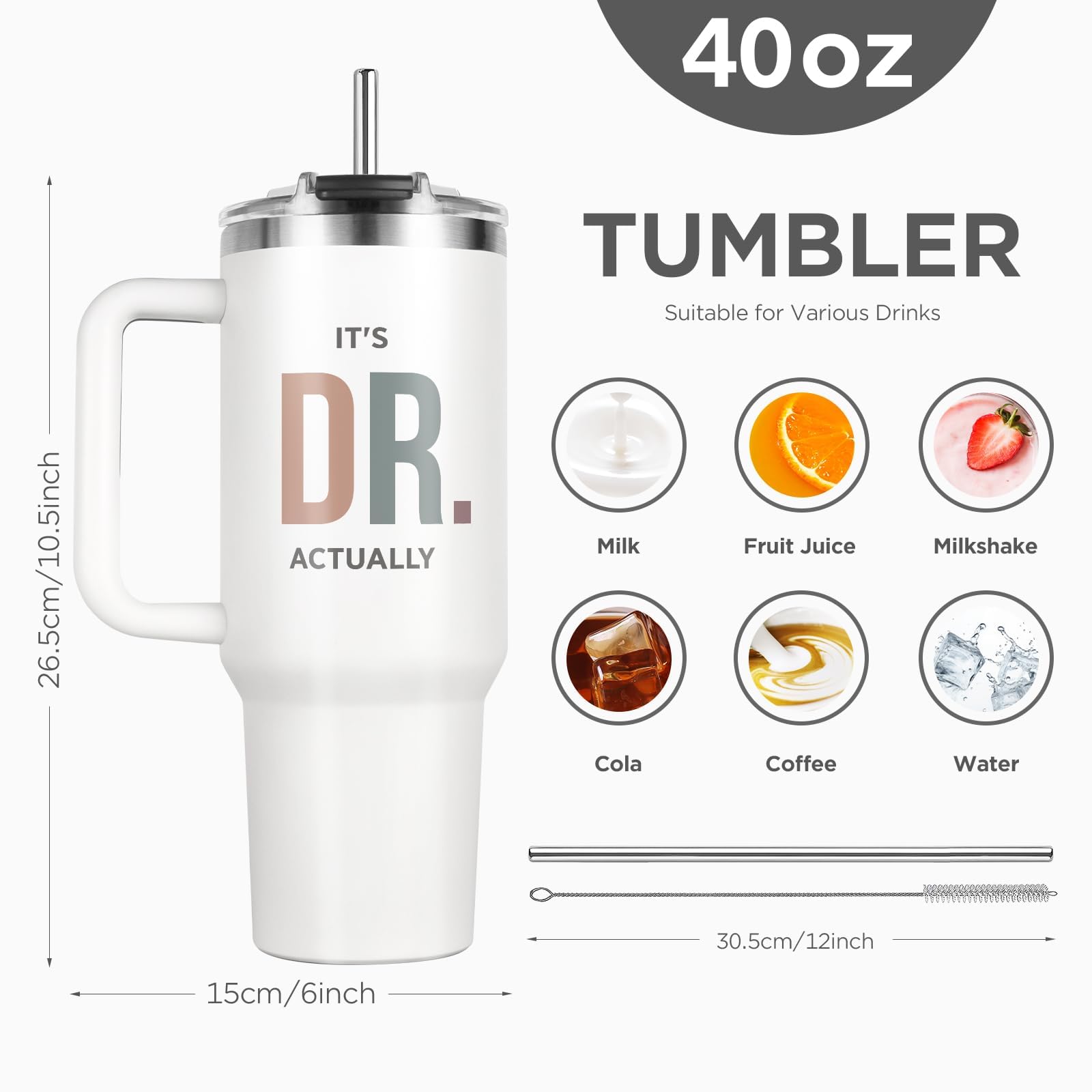 GoMelley It's Dr Actually 40oz tumbler double-wall insulation preserves beverages