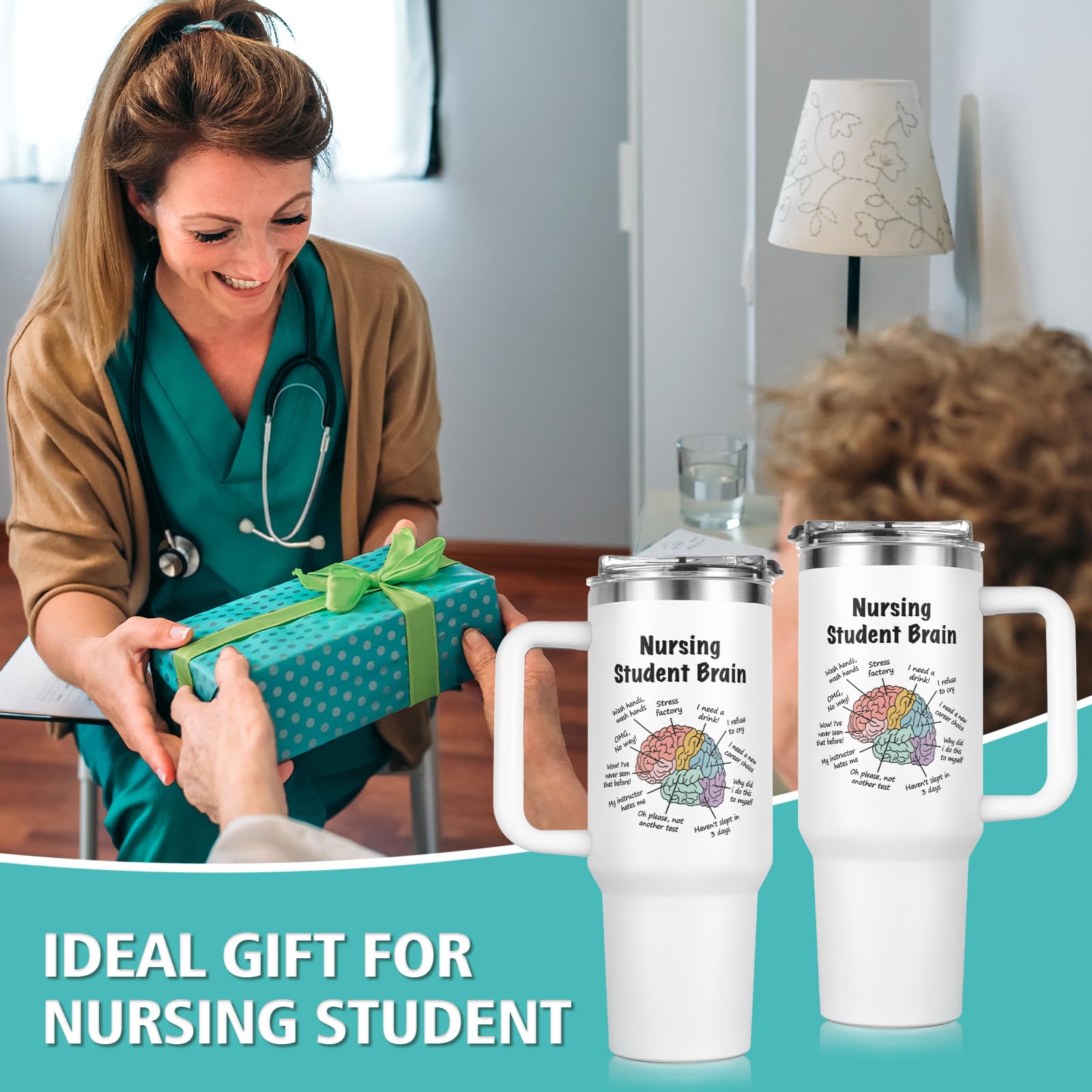 GoMelley nursing student tumbler leak-proof lid keeps drinks secure during commutes.