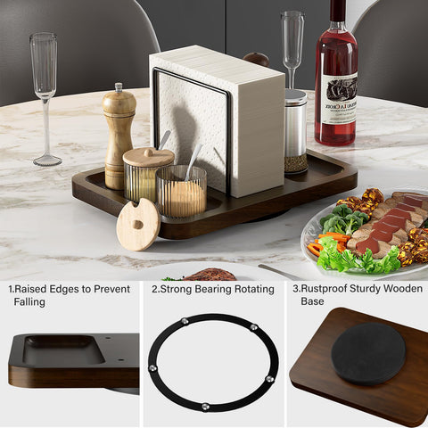 Gomyrod dining table organizer blends with black kitchen decor.