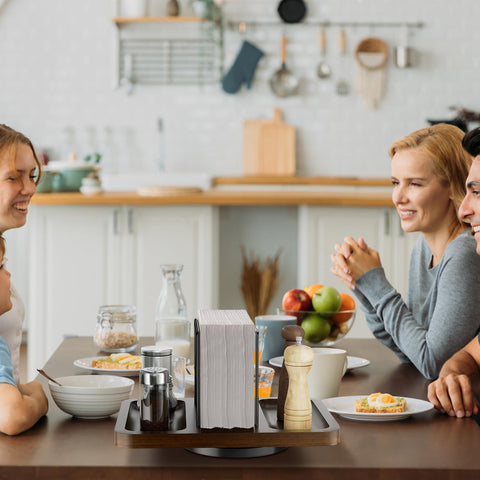 Gomyrod organized counter enhances meal prep and gatherings.