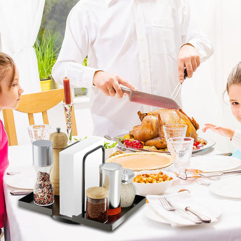 Gomyrod multi-use organizer holds napkins, condiments, and snacks neatly