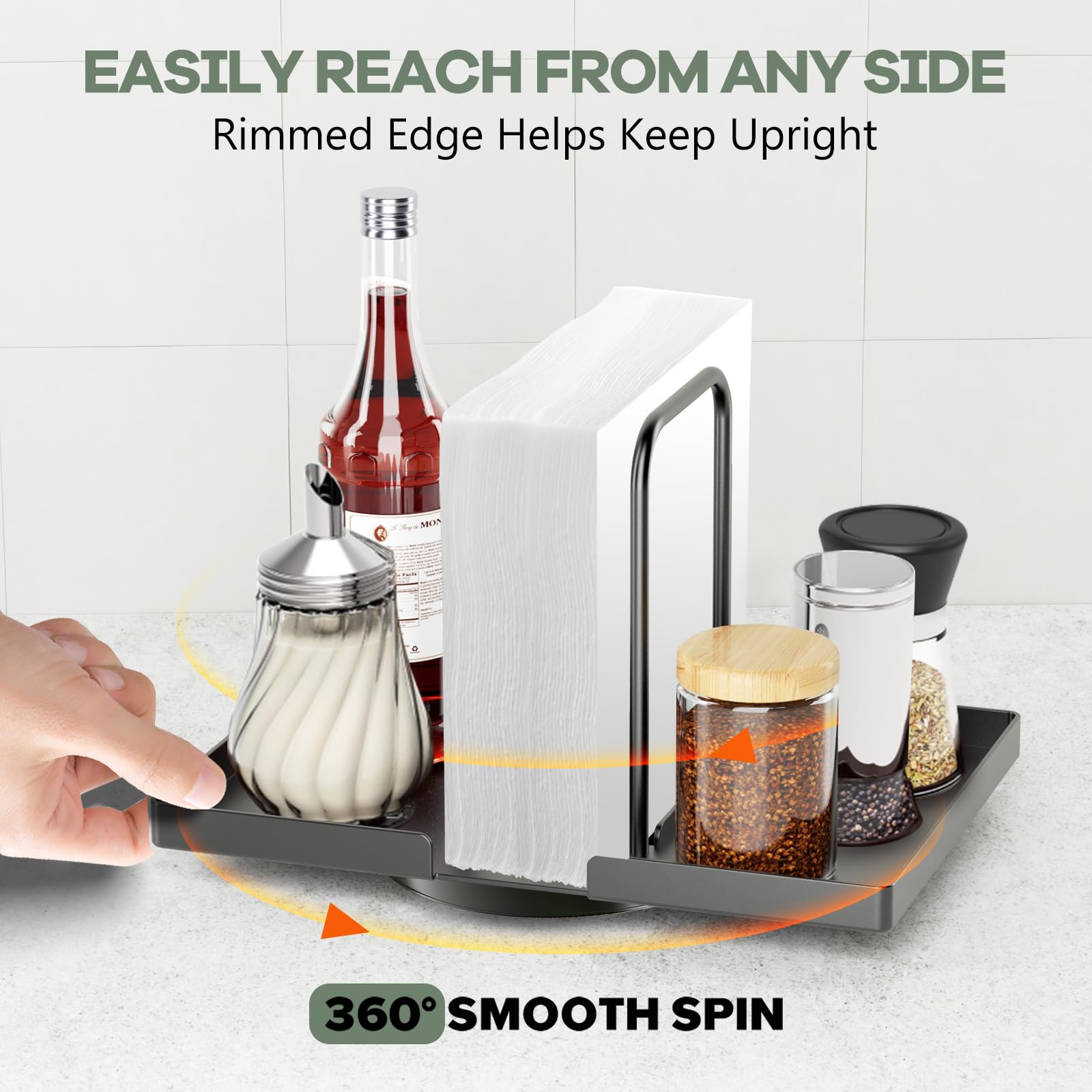 Gomyrod rotating napkin dispenser keeps napkins within reach at every table