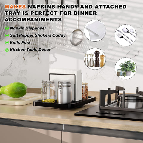 Gomyrod salt pepper shaker caddy keeps condiments neatly organized within reach.