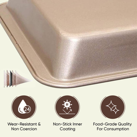 Good Dee's brownie pan has oven-safe grips for safe handling.