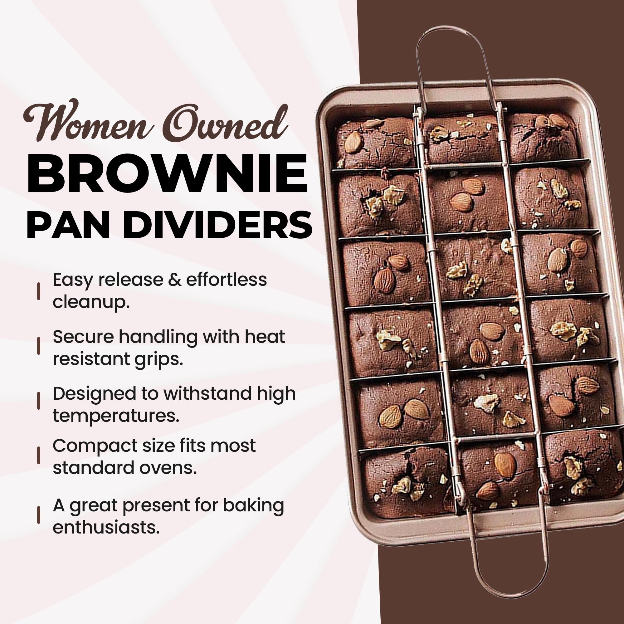 Good Dee's brownie pan creates 18 pre-cut brownie squares.