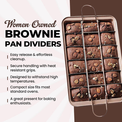Good Dee's brownie pan creates 18 pre-cut brownie squares.