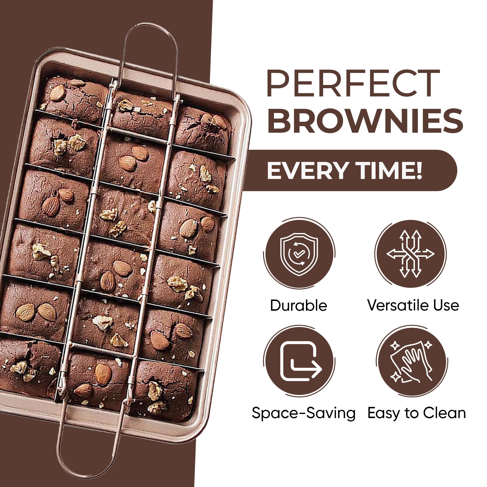 Good Dee's brownie pan features a removable divider for easy portioning.