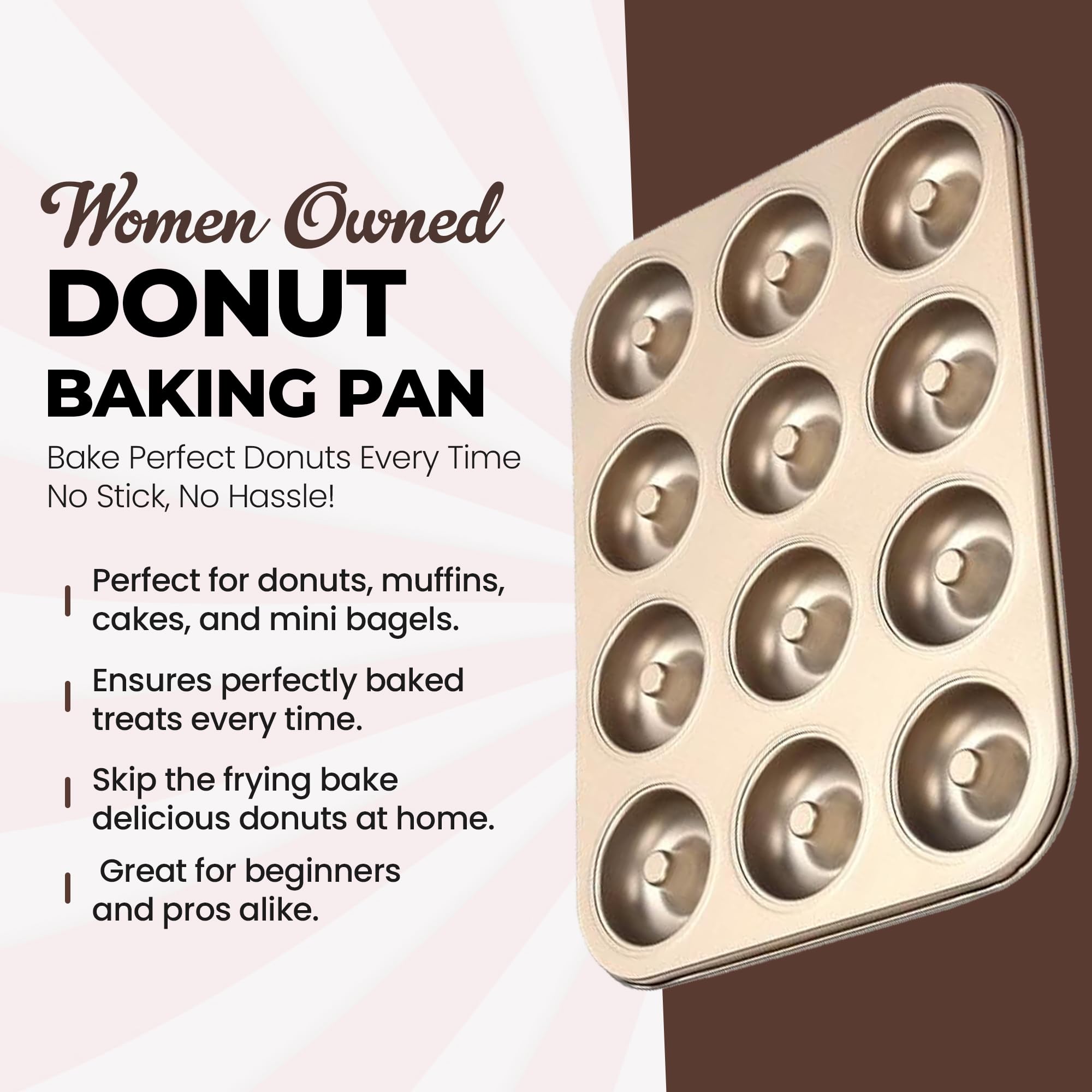 Good Dee's donut pan features carbon steel construction for durable bakeware.