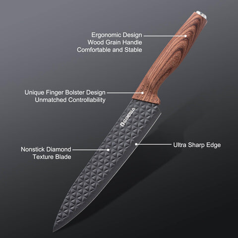 GOODA 8-inch chef knife blade shown for precise, controlled slicing in daily meal prep.