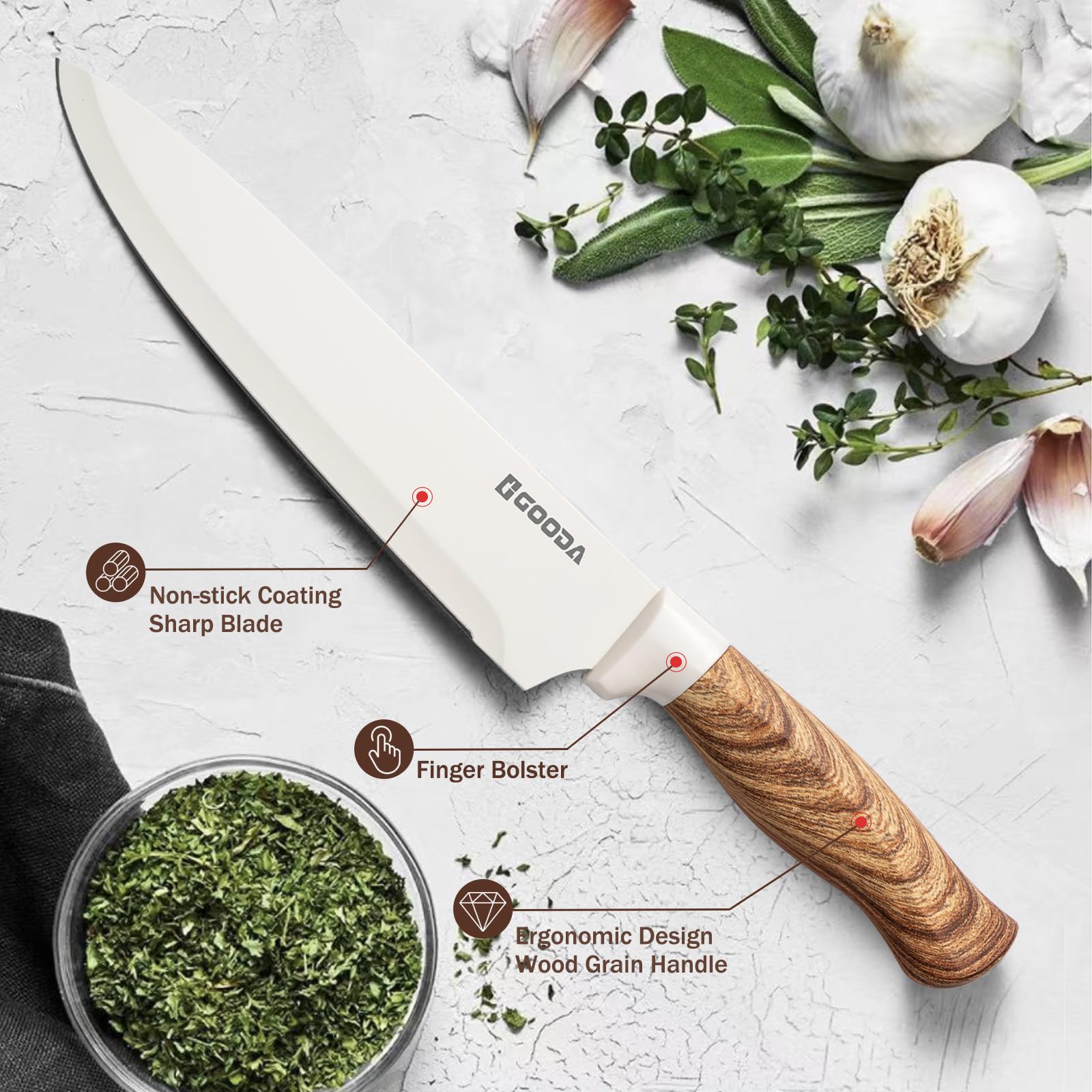 GOODA knife block set slicing knife ideal for even carving tasks.
