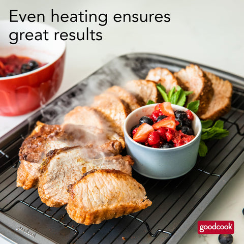 GoodCook heavy-duty carbon steel withstands years of baking.