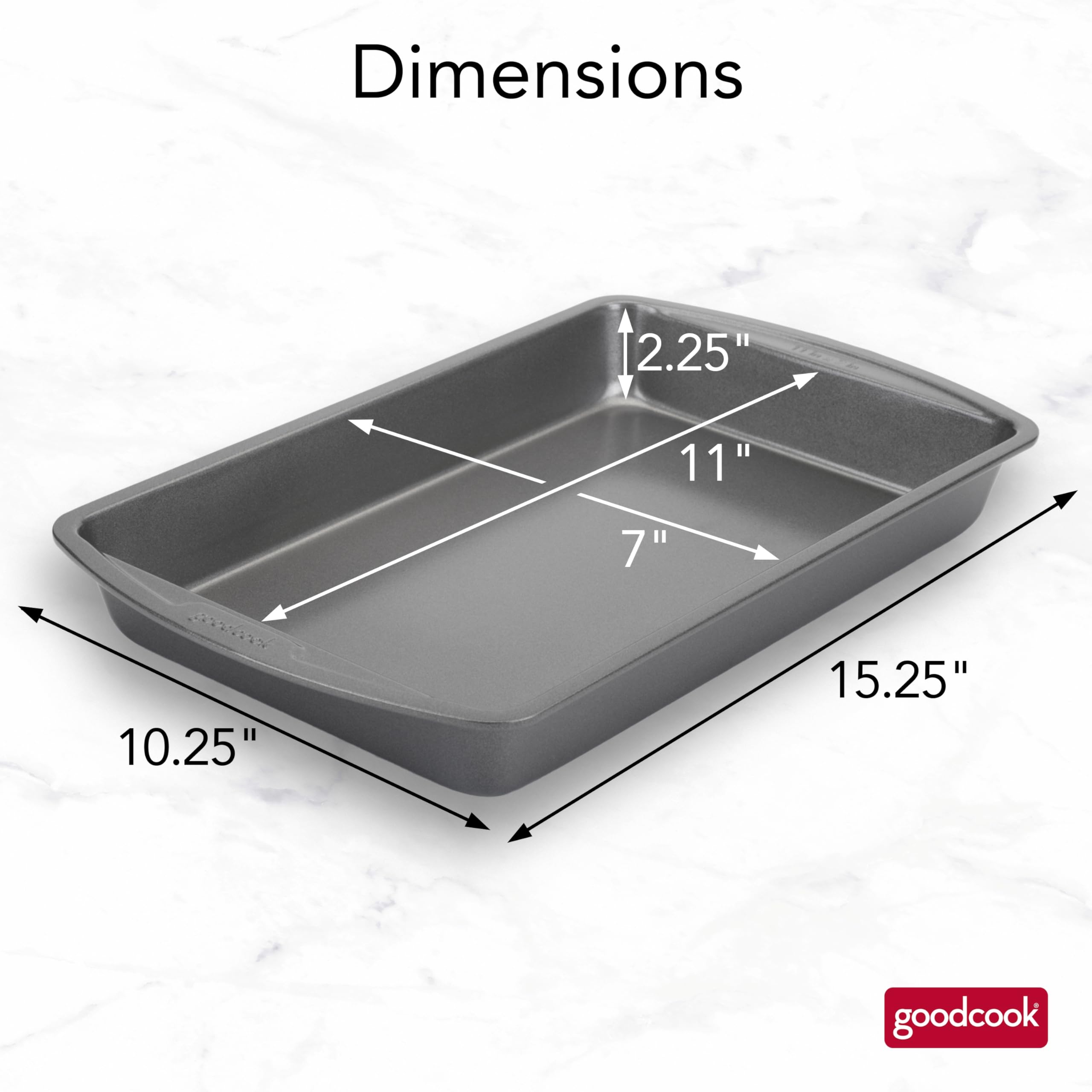 GoodCook pan interior demonstrates even heat distribution for thorough browning.