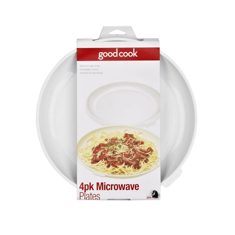 GoodCook plate with raised edges shows spill-proof reheating in action.