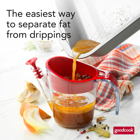 GoodCook fat separator showing 2-cup capacity ideal for sauces.
