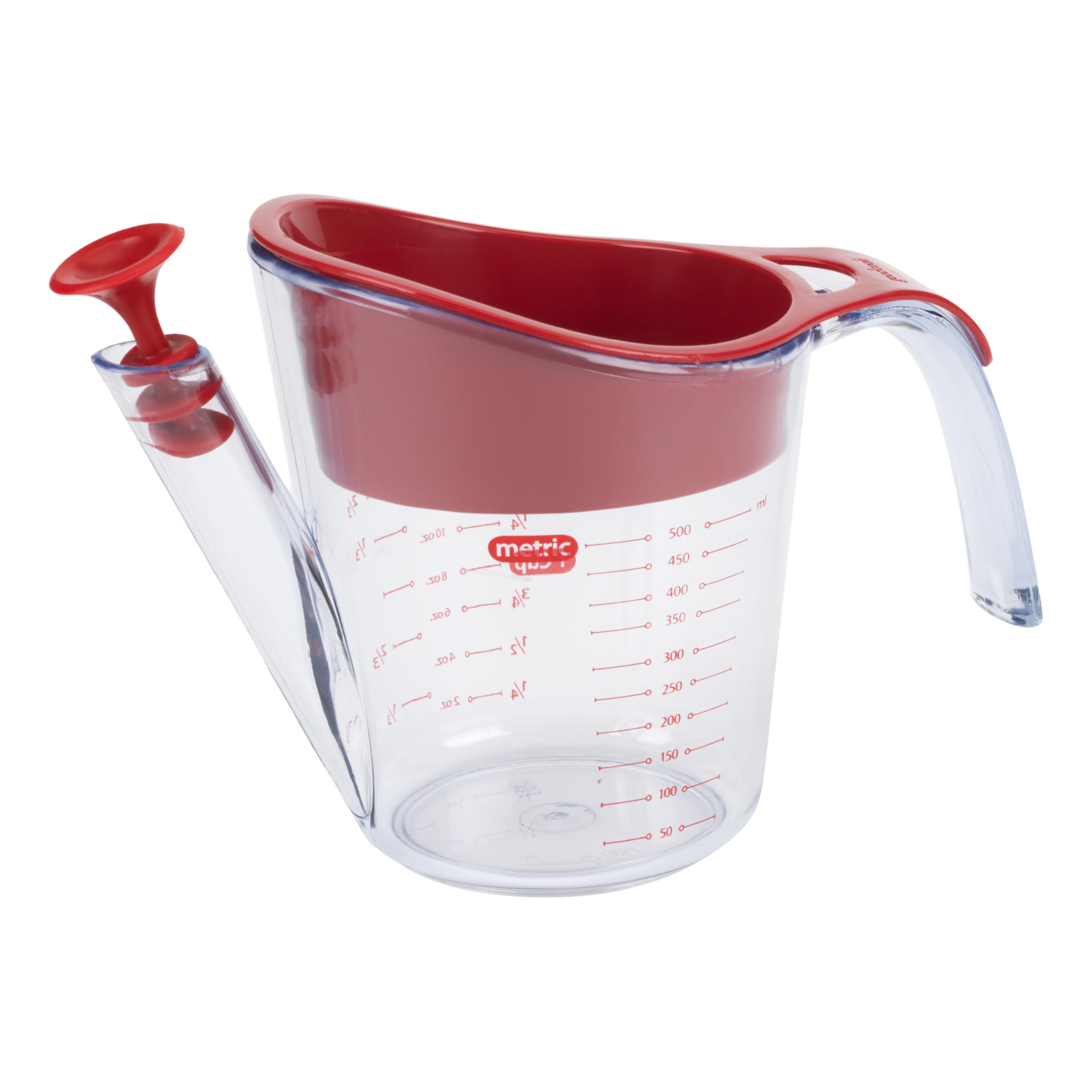 GoodCook fat separator with pour spout separates fat for lean gravies.