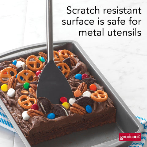 GoodCook heavy-duty steel construction resists warping over time.