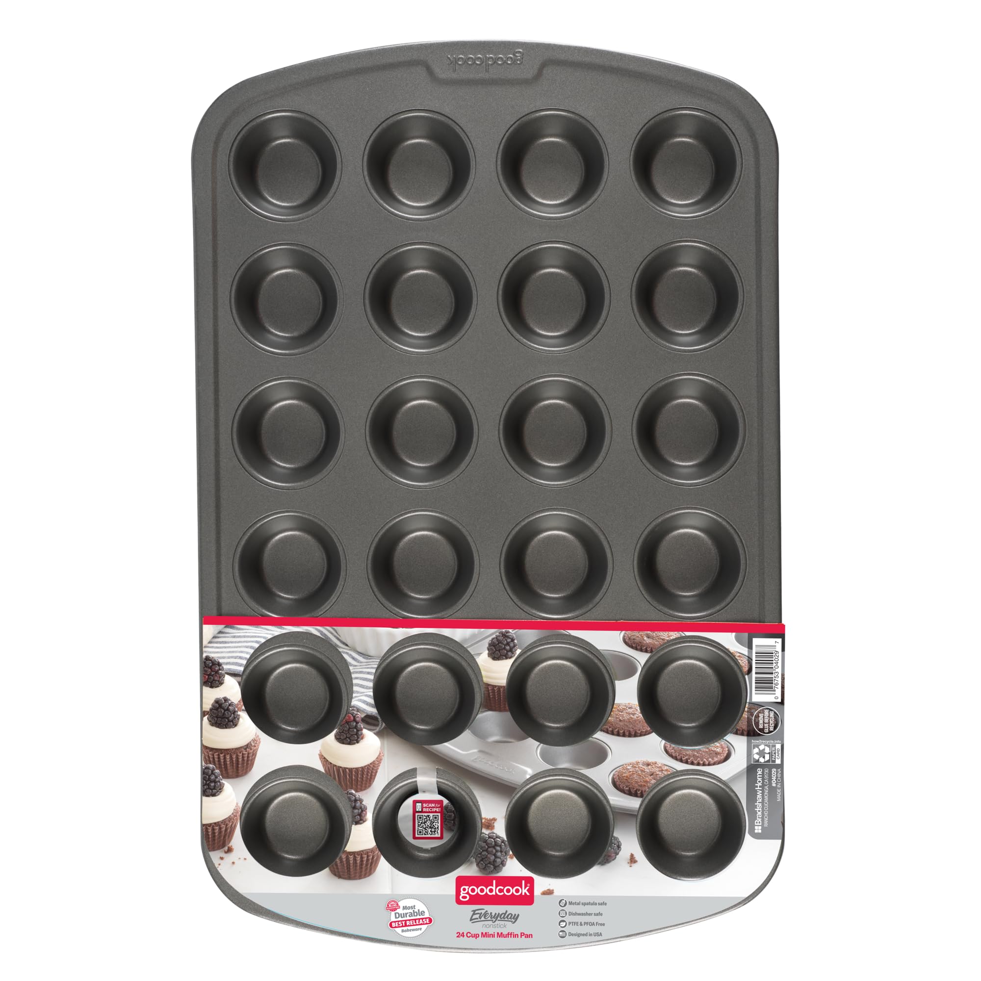 GoodCook mini muffin pan nonstick coating enables easy release