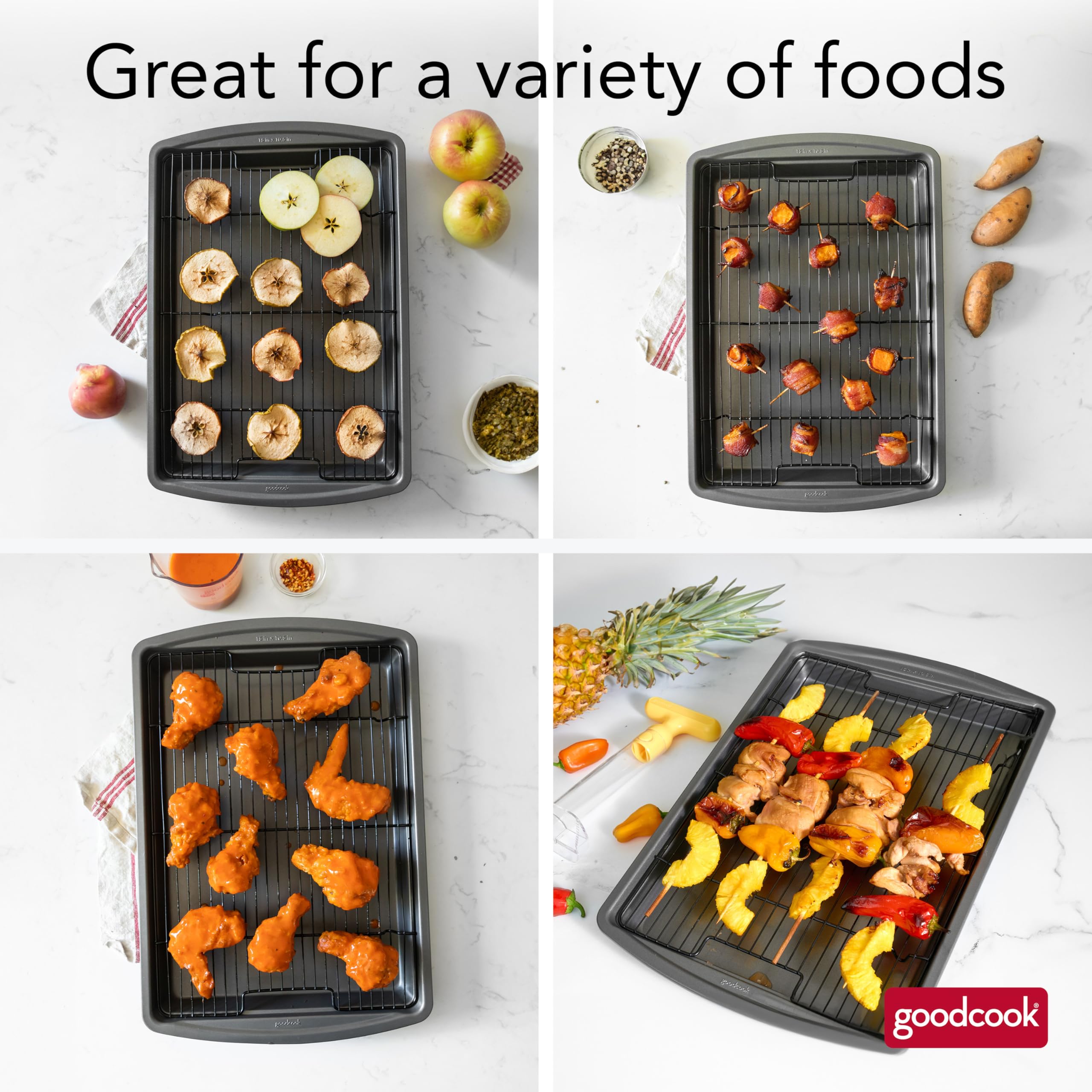 GoodCook nonstick coating aids easy release and quick cleanup.