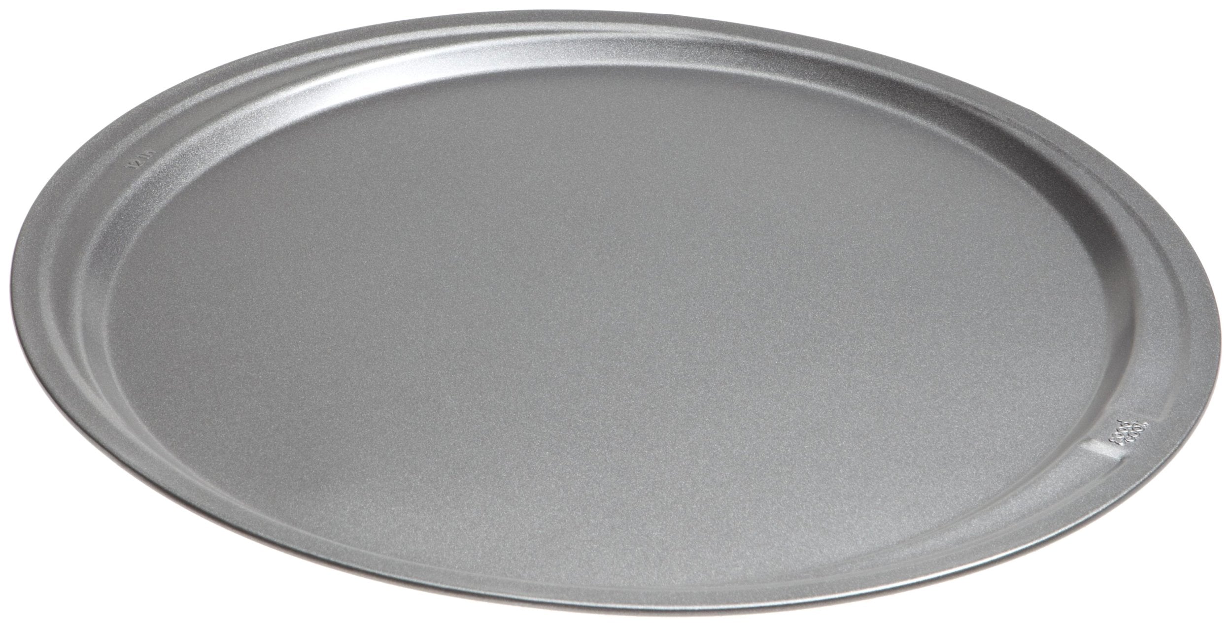 GoodCook pizza pan wide rim for easy handling with oven mitts.