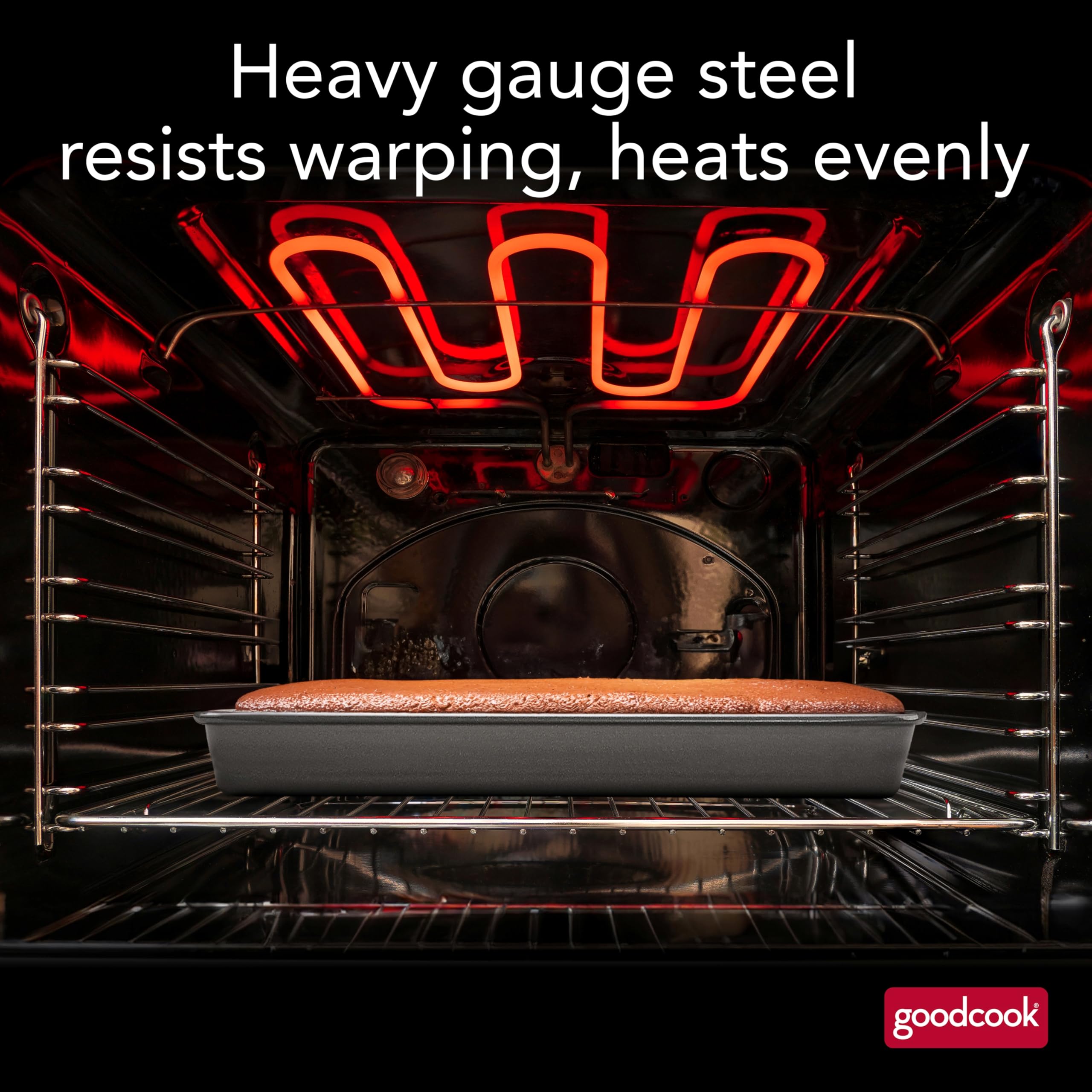 GoodCook versatile pan suitable for cake, brownies, cornbread, and biscuits.