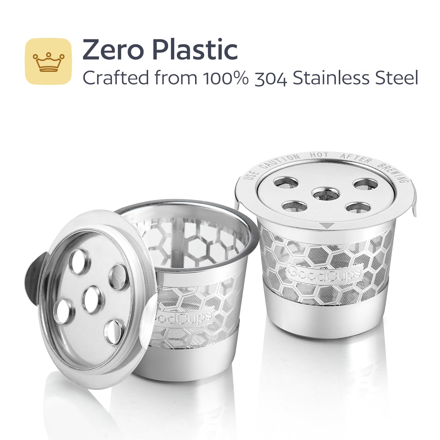 GoodCups BPA-free 304 stainless steel K-Cup for durable daily use.