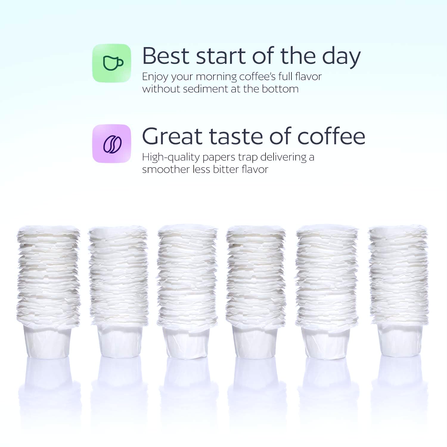 GoodCups easy-cleanup filters enable quick disposal after brewing.