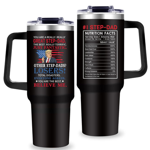 Gooddooes 40oz Stepdad tumbler front view for on-the-go temperature control.